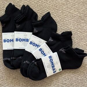 🧦 NEW Bombas Bundle of 5 FIVE Black Tech Ankle Socks XL